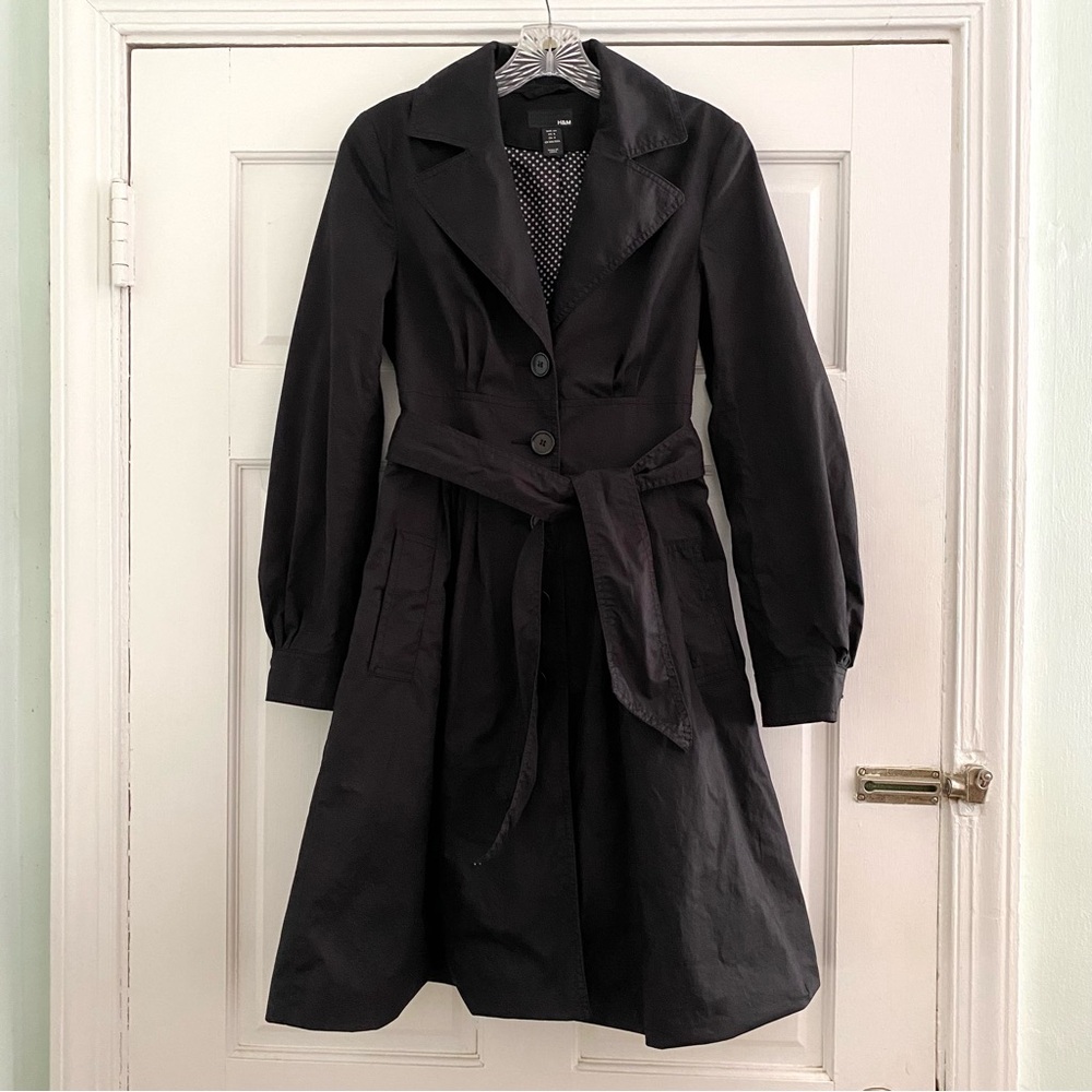 H&M Black Fit and Flare Trench Coat